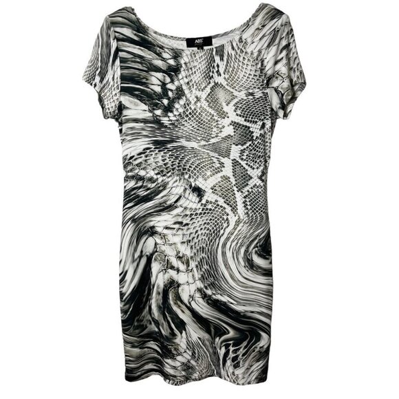 ABS Allen Schwartz Dresses & Skirts - ABS by Allen Schwartz Women's Snake Skin Print Dress S Gray Sheath Short Sleeve